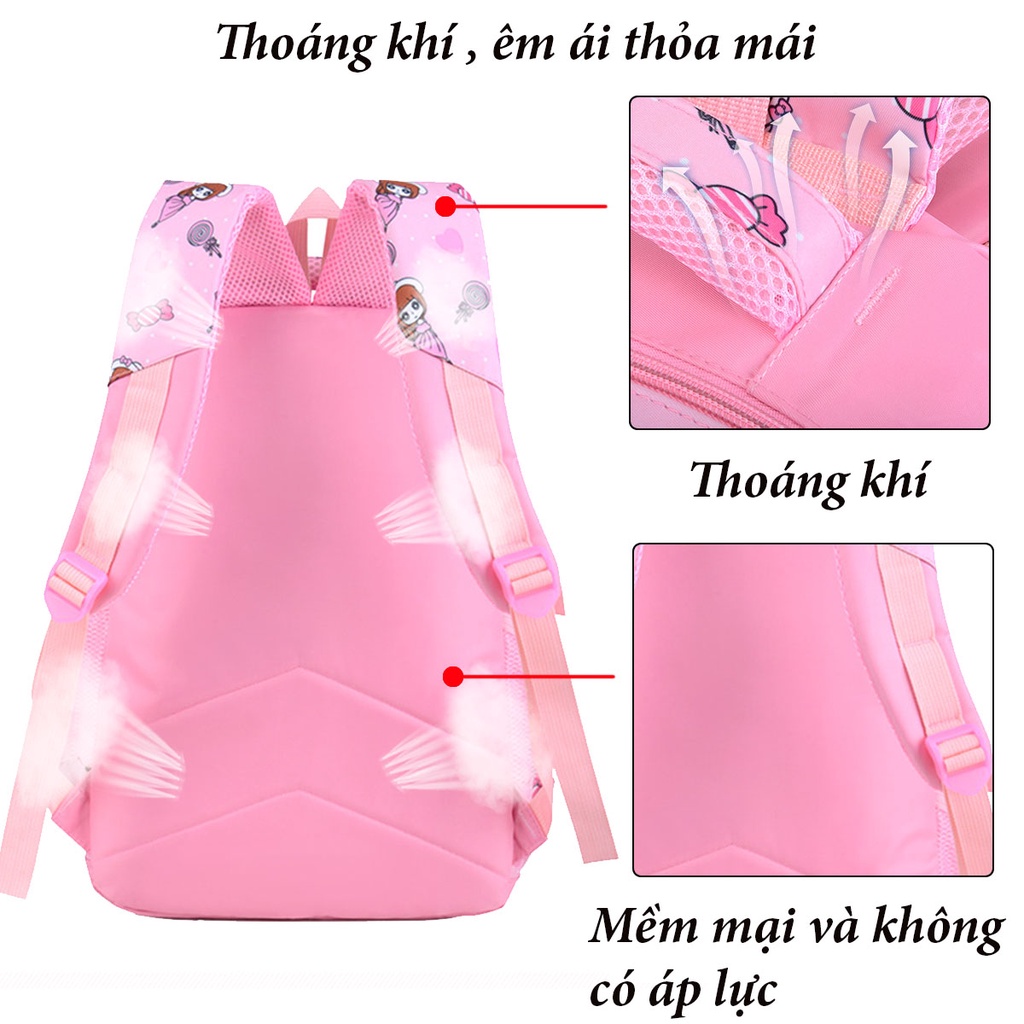 [Xả kho- size 43] Balo học sinh hình công chúa xinh xắn phù hợp cho bé gái, cặp sách trẻ em tiểu học, trung học cấp 1, 2