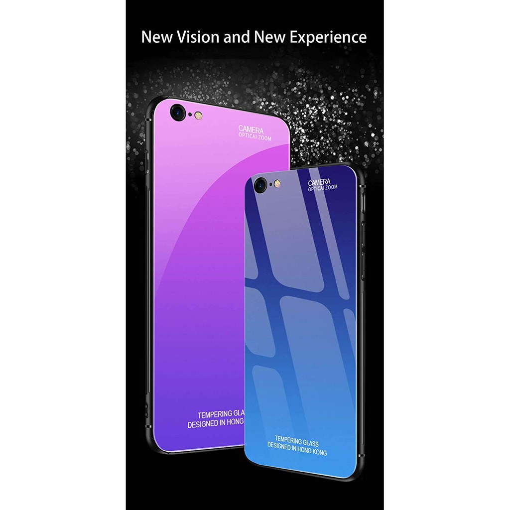 Ốp lưng Aurora Iphone 6 - Iphone 6S kính cường lực Cao Cấp đổi màu viền silicon
