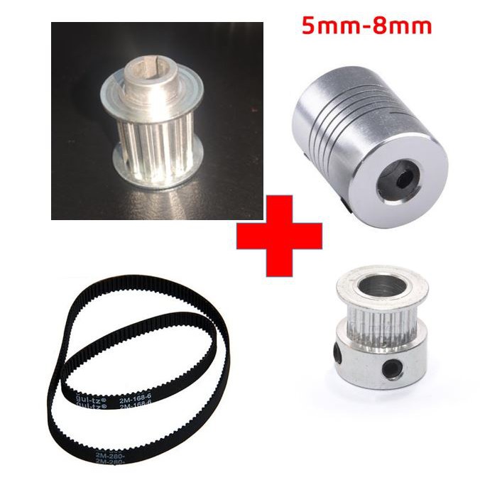 2 Puly Bánh Răng Nhôm 12 Răng, 4 Dây đai, Khớp nối trục động cơ CNC