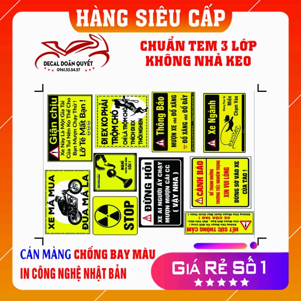Logo dán xe - Sticker 3 lớp cao cấp - Tem dán xe  cảnh báo chống nước