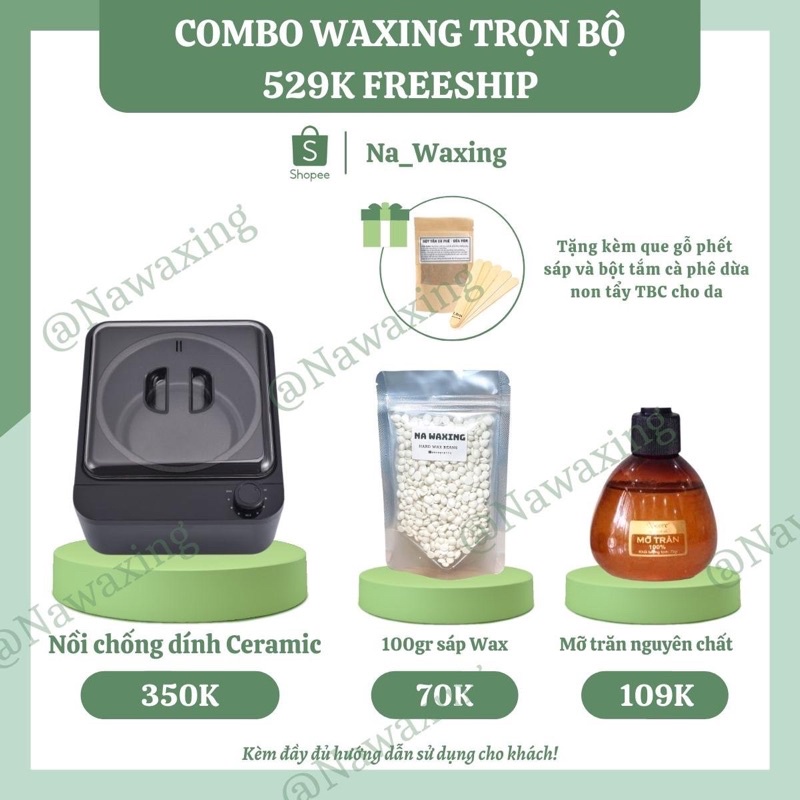 COMBO WAX LÔNG NỒI CHỐNG DÍNH CAO CẤP CERAMIC