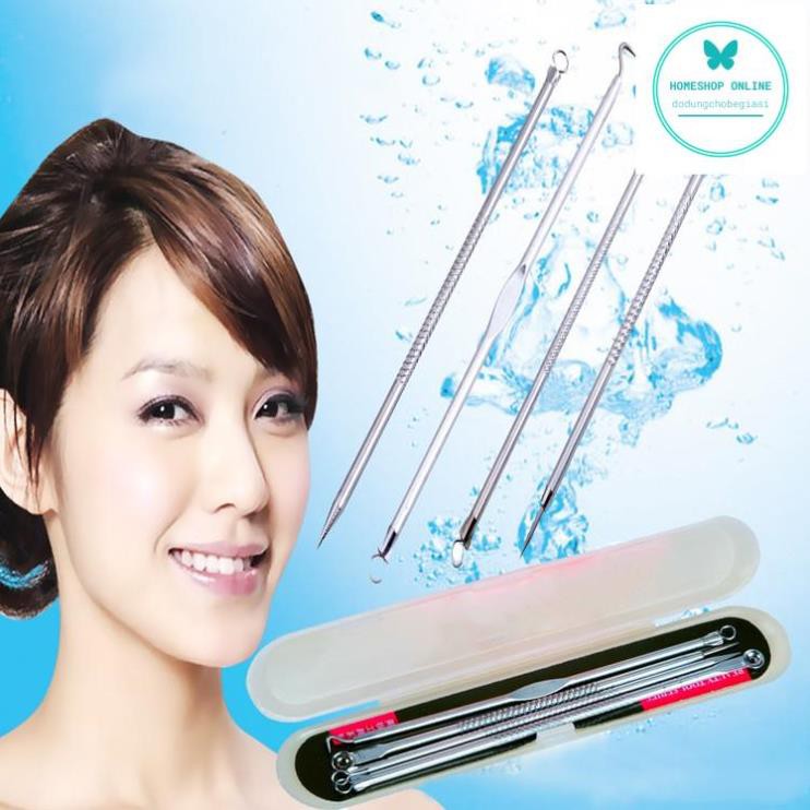 Bộ 4 Món Que Nặn Mụn Đầu Đen, Trứng Cá, Cám Thần Thánh (Full Box)