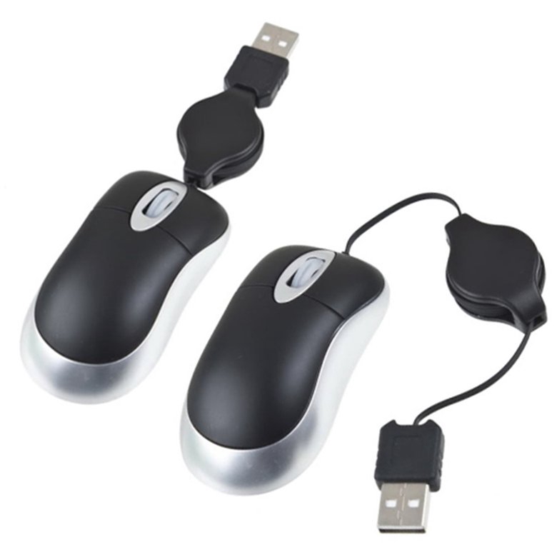 Chuột quang có dây rút cổng cắm USB kết nối với máy tính