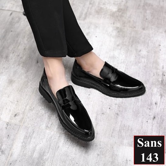 Giày lười nam da bò thật Sans143 công sở loafer mọi size cỡ 38 39 40 41 42 43