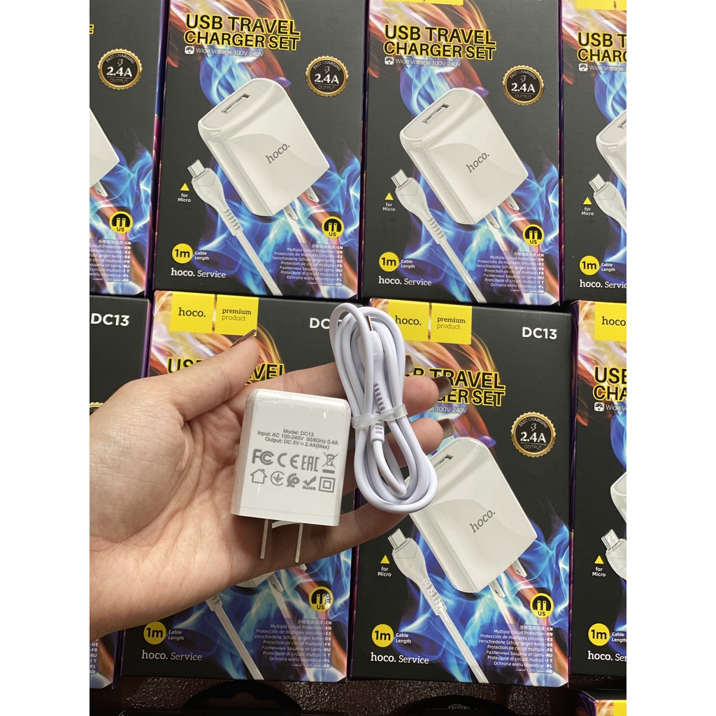Bộ sạc nhanh Hoco DC13 - Kèm dây sạc chân micro - Hàng chính hãng bảo hành 12 tháng