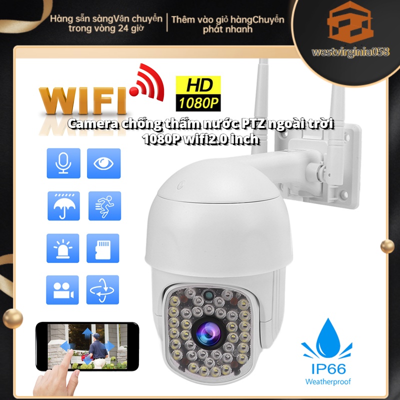 Có thể bán buôn Camera IP WiFi không dây 2in 1080P Phát hiện chuyển động HD Liên lạc bằng giọng nói Tầm nhìn ban đêm Chống thấm nước cho Hệ thống an ninh gia đình Westvirginia058 Hàng giao ngay