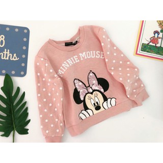 Áo nỉ Minnie Mouse đính cườm cho bé gái 3-8t