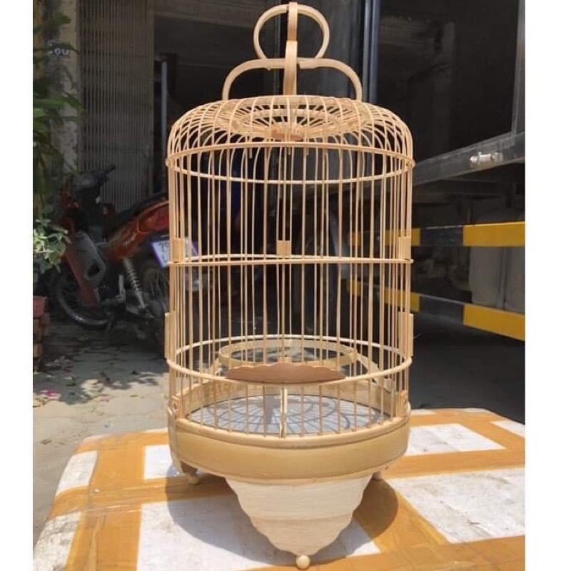 Lồng chim khuyên Bamboo lồng chim khuyên ép mộc chất liệu trúc giá rẻ kèm phụ kiện