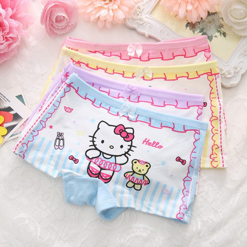 Bộ 4 Quần Lót Cotton In Hình Chuột Minnie Đáng Yêu Cho Bé Gái