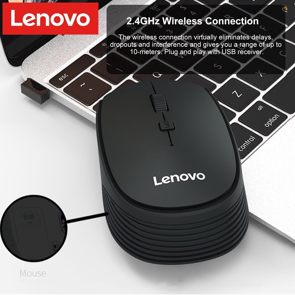 Chuột quang không dây Lenovo M202 2.4GHZ có đầu thu USB cho pc/laptop tiện dụng