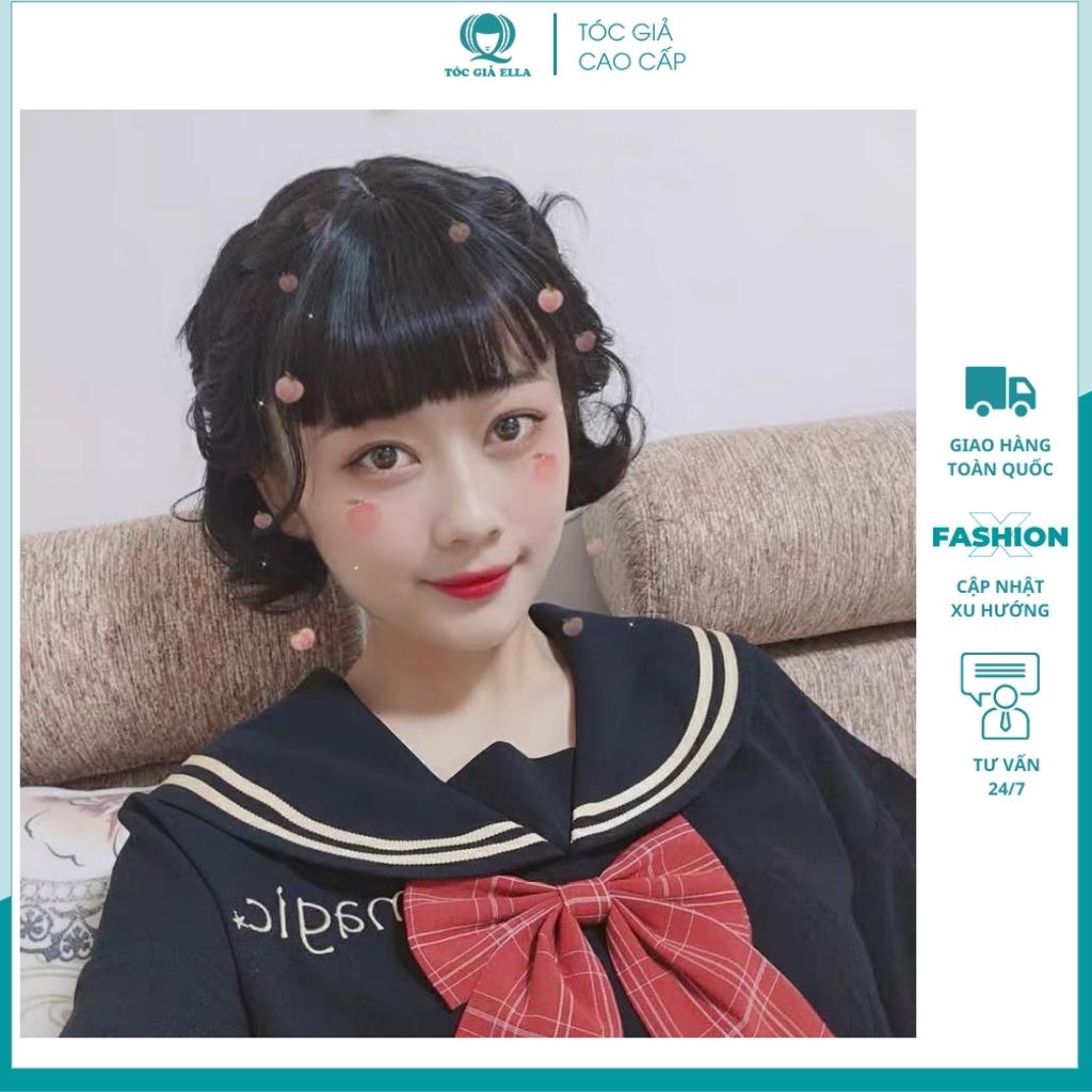 Tóc giả cả đầu ❤️FREESHIP❤️ Tóc giả nguyên đầu víc xoăn ngắn 20cm vàng tây D3038