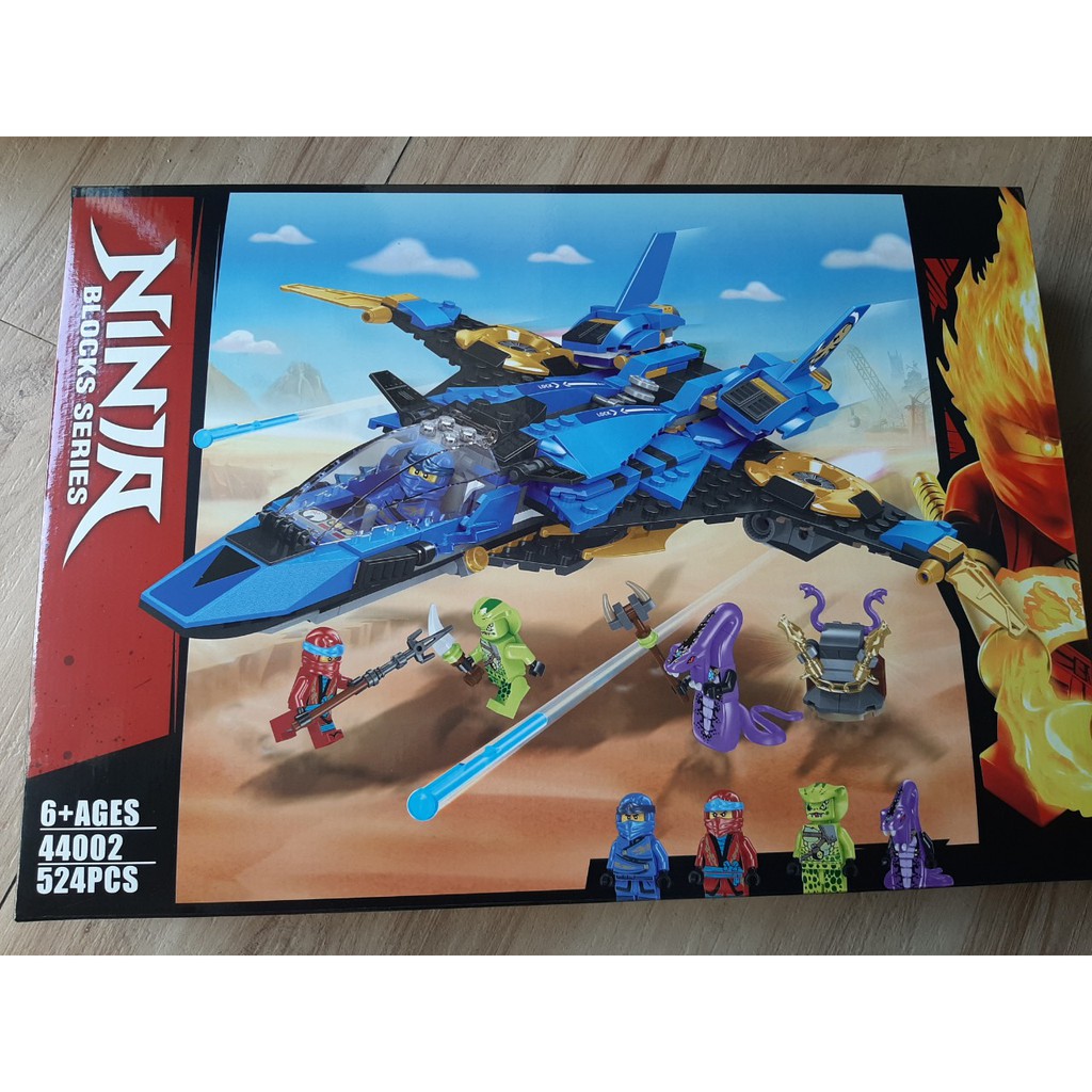 (CÓ SẴN) đồ chơi Lắp ghép Mô hình ninjago 44002 máy bay phi thuyền xanh chiến đấu của JAY 06096