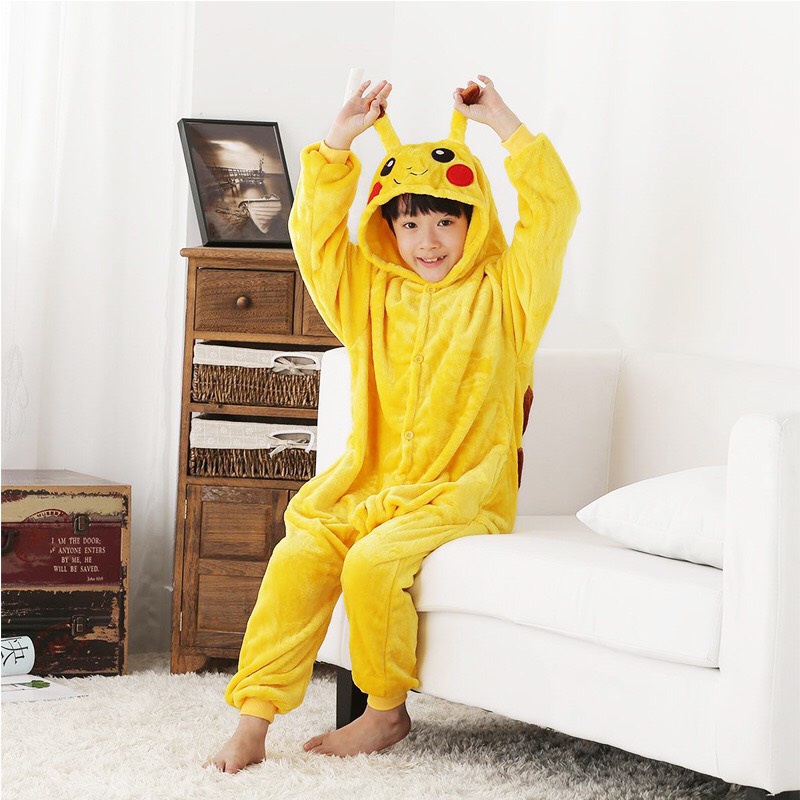 (Hàng Sẵn, Loại Đẹp) Bộ Đồ Pikachu, Bộ Đồ Liền Thân Pikachu Đáng Yêu