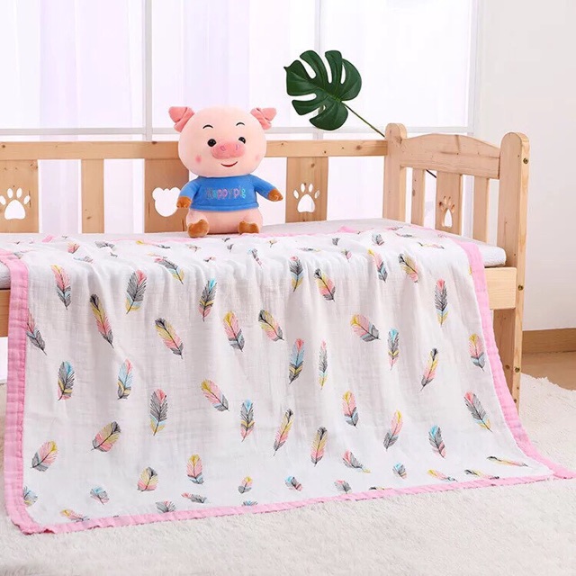 Chăn xô cotton 6 lớp 💖FREESHIP💖kích thước1.1mx1.1m bo viền siêu đẹp❤️đóng túi zip