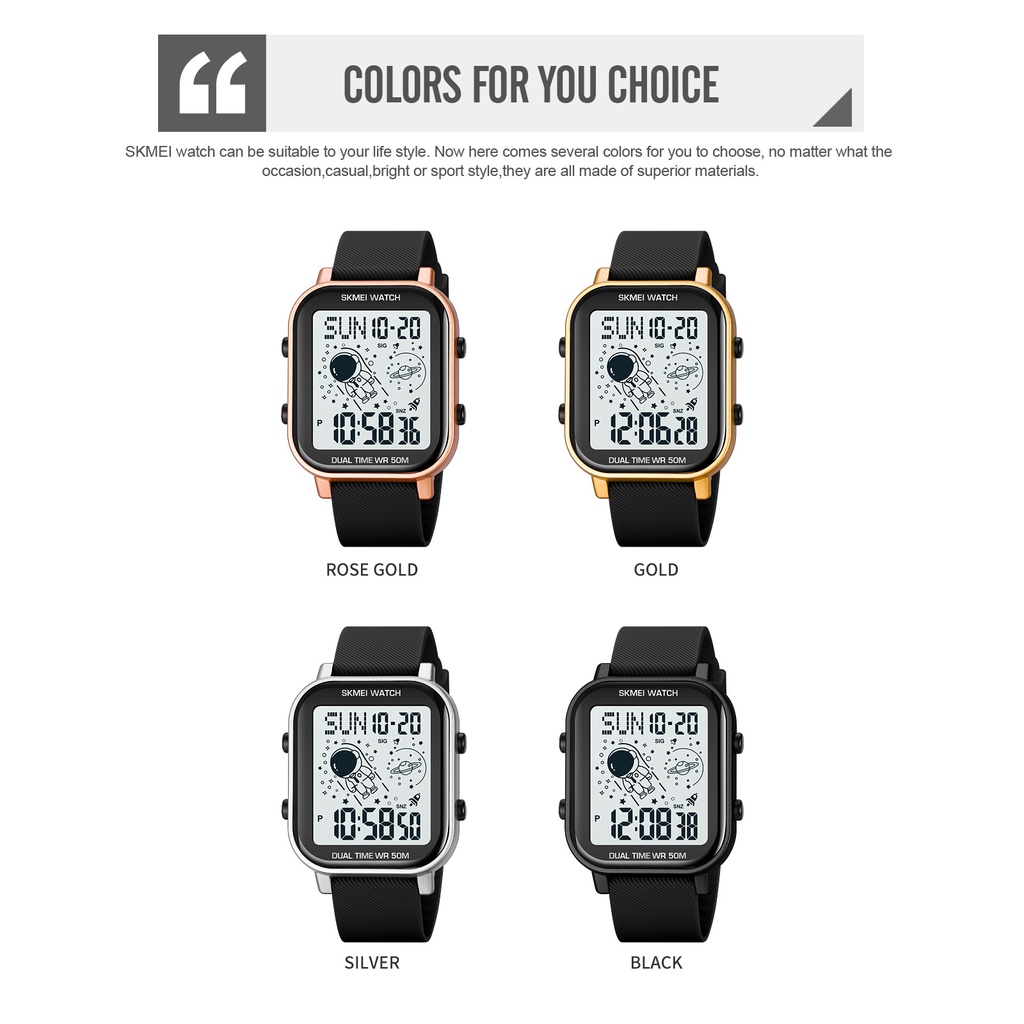Đồng Hồ Điện Tử SKMEI 1971 Mặt Vuông Có Đèn Led Đa Năng Thời Trang Cho Nam