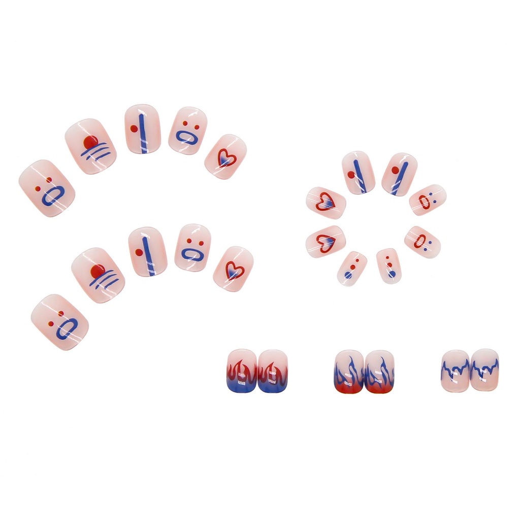 [Hàng mới về] Set 24 móng tay giả đầu tròn có thể tháo rời thời trang cho nữ kèm đồ dũa và keo