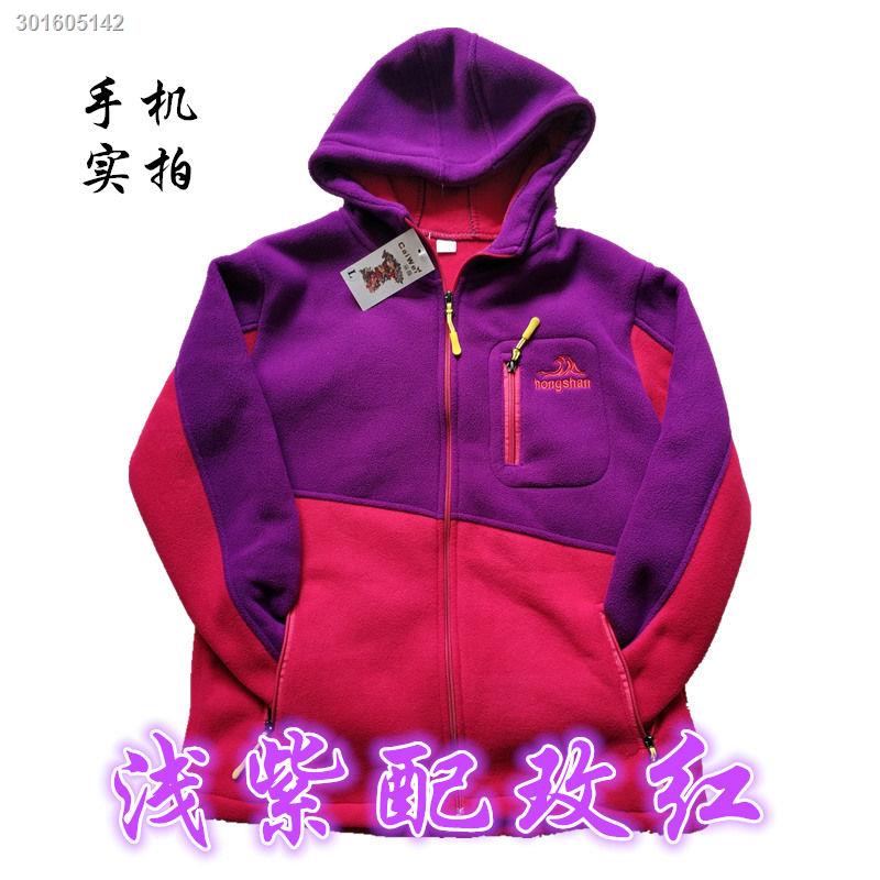 Middle-aged and elderly women s clothing Polar fleece jacket hooded warm sweater Autumn women s double-layer thickened women s sweater