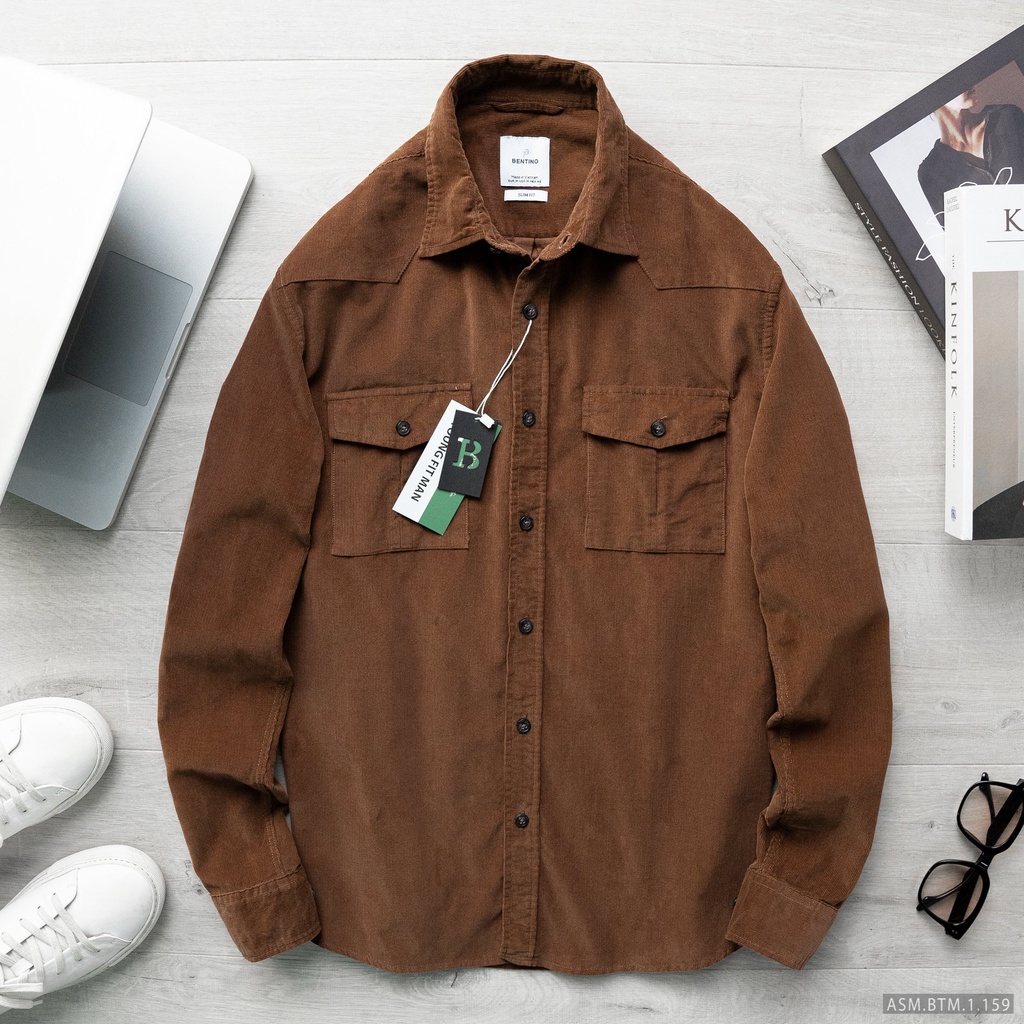 Áo sơ mi nam dài tay trẻ trung với chất liệu vải nhung tăm cực xịn, mặc cực sang 1159