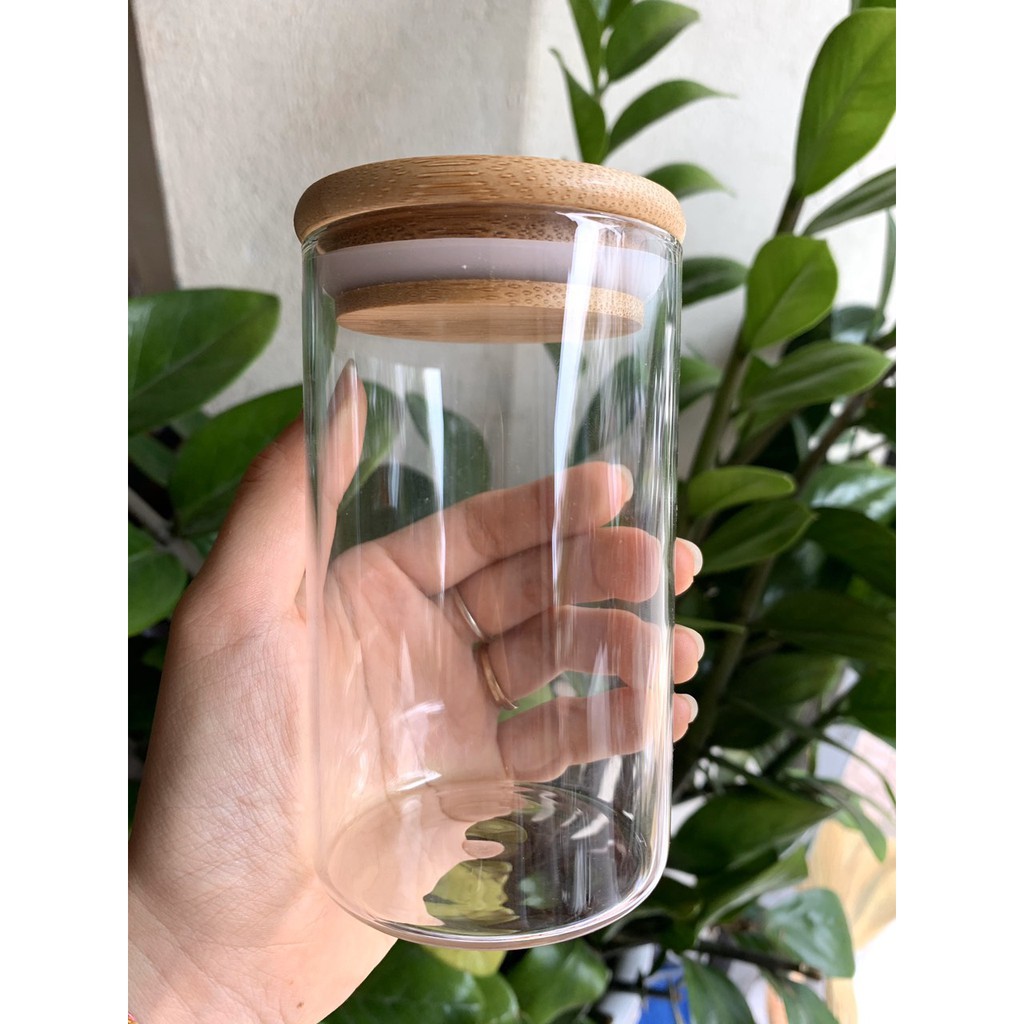 Lọ hũ thủy tinh có nắp đậy bằng gỗ, hàng nhập khẩu cao cấp | BigBuy360 - bigbuy360.vn
