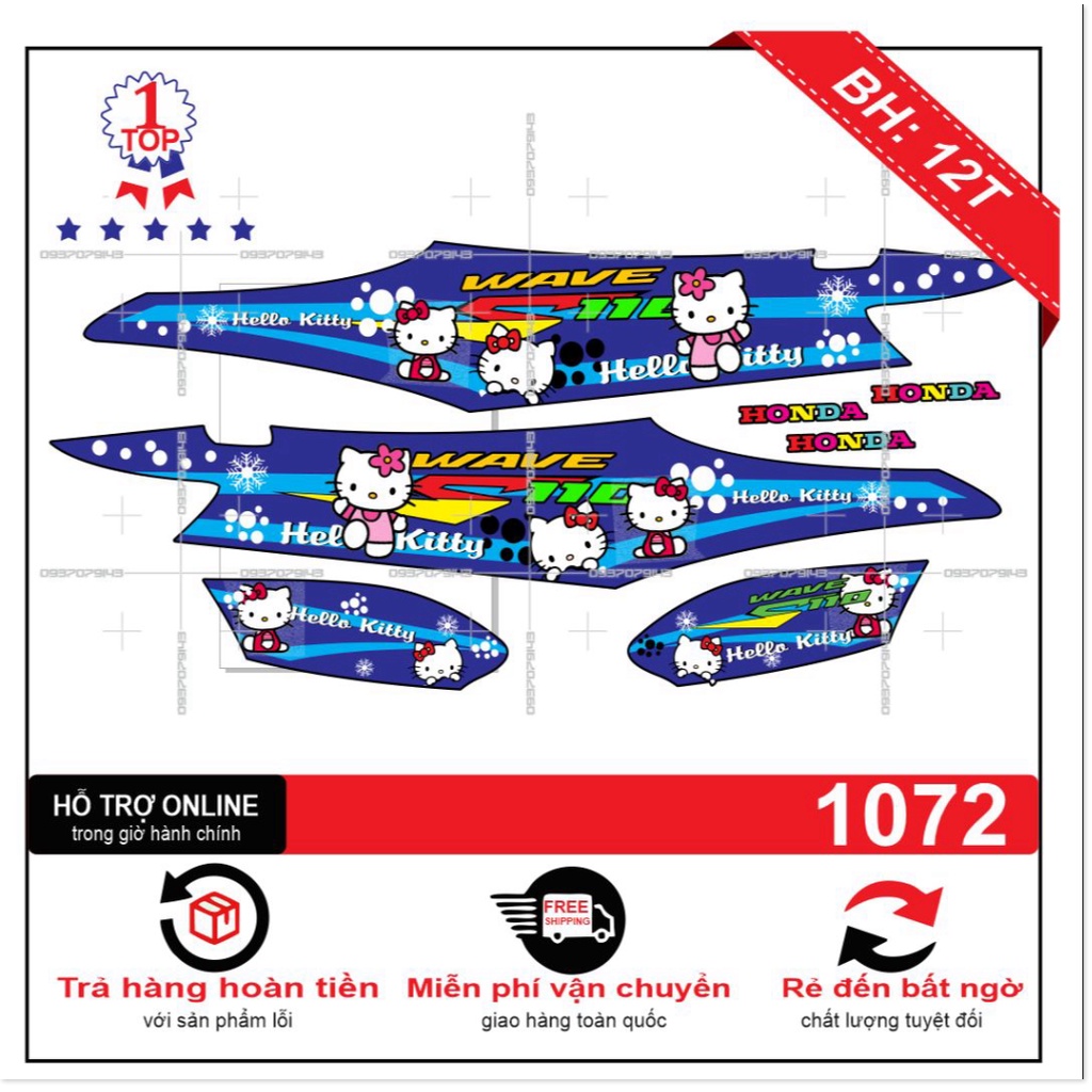 ( Quí khách vui lòng mang ra tiệm cho thợ dán ) Tem wave 2016 hello kitty