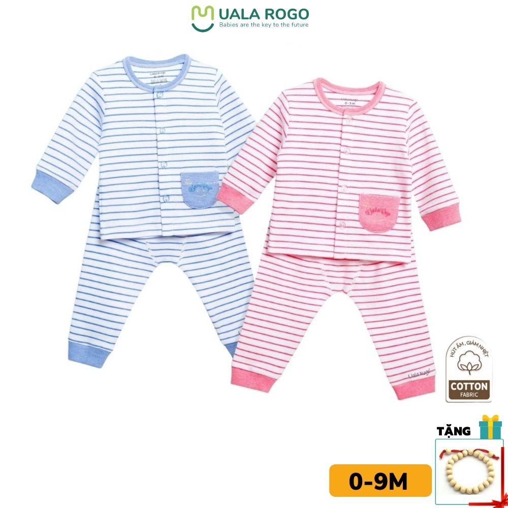 Quần áo sơ sinh Ualarogo 0-9 tháng dài tay cúc giữa giữ ấm dễ thay bỉm 3885