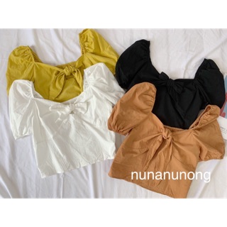 Áo sơ mi croptop thắt nơ