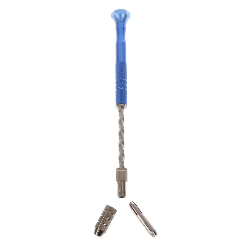 WER Semi Automatic Spiral Blue Mini Micro Hand Drill Chuck + 10 Pcs Twist Drill Bits Tool 0.8-3mm