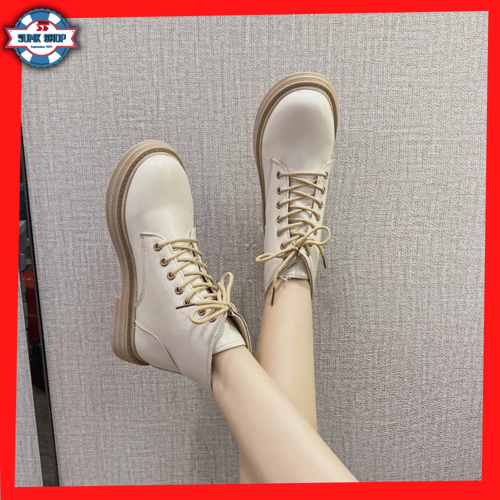 Boot nữ, giày boot nữ cổ thấp Hàn Quốc form dáng Ulzzang, bốt nữ đế bằng trẻ trung cá tính