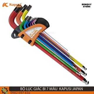 Bộ lục giác bi 9 chi tiết 7 màu sắc cao cấp kapusi japan - lục giác chữ l nhật bản. công nghệ nhật bản bảo hành 6 tháng.