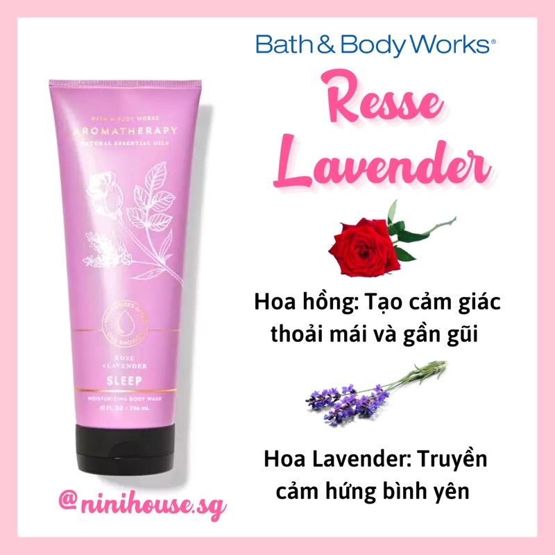 Kem tắm cấp ẩm Bath and Body Works mùi Rose Lavender 295ml