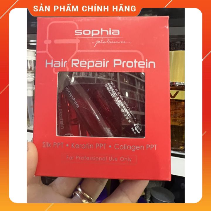 Huyết thanh protein  sophia( hộp 10 ống màu đỏ )phục hồi tóc hư tổn khi uấn duỗi nhuộm  la,f dai sợi tóc tức thì -