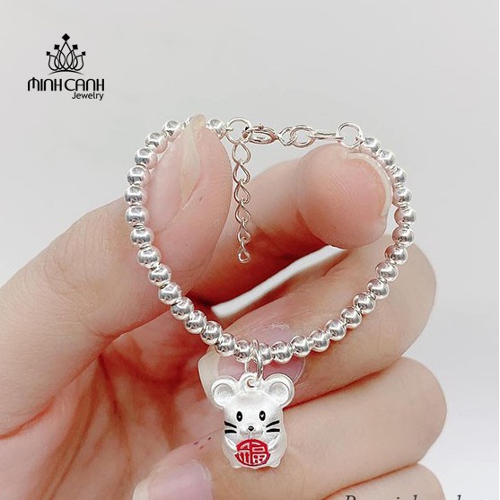 Lắc Bạc Bi Trẻ Em Mix Con Chuột Ôm Chữ Phúc - Minh Canh Jewelry