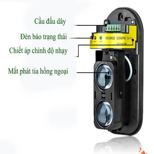 Hàng rào báo động chống trộm bằng cảm biến hồng ngoại ABT-100 + 2 Nguồn 2V 2A + Còi hú