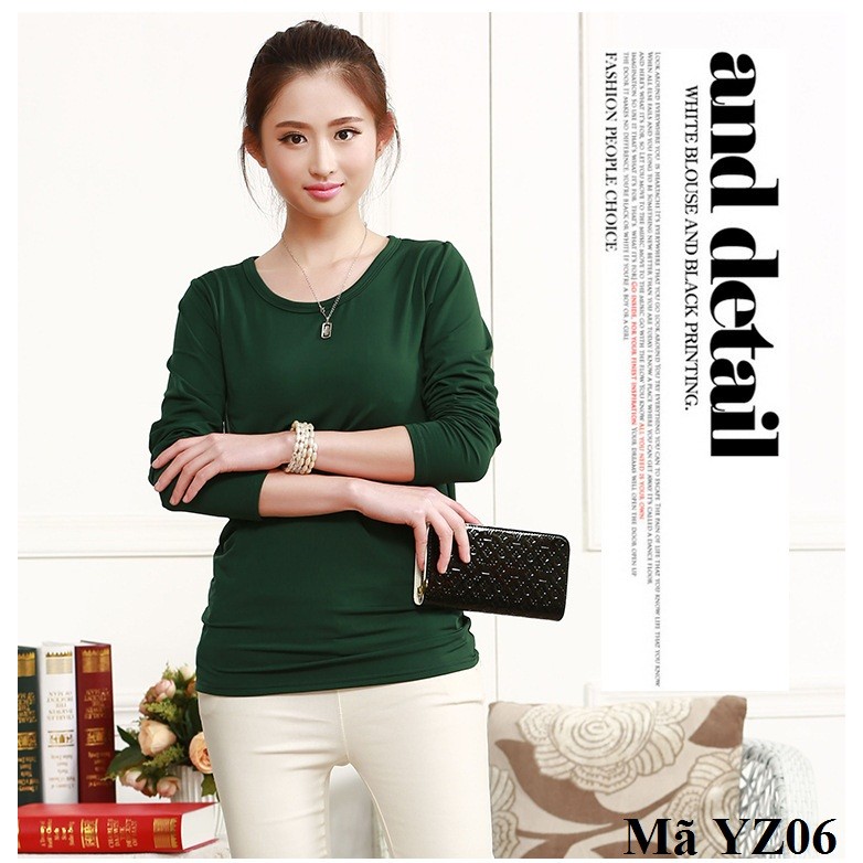 Áo thun cổ tròn dài tay nữ