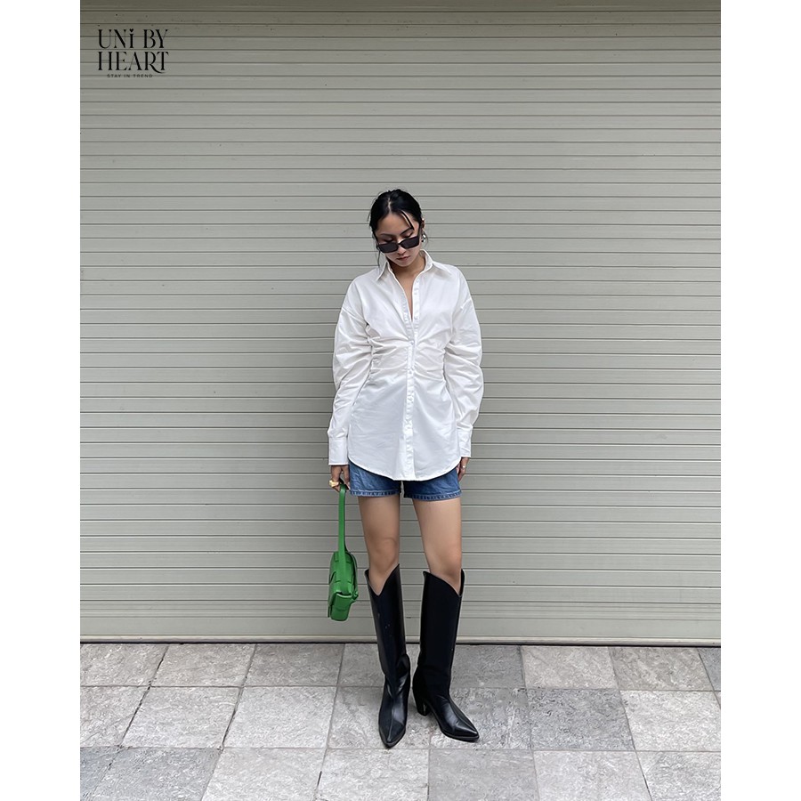 Áo sơ mi nữ Gina Shirt SMI005 thiết kế nhún eo, tay bồng thời trang - Uni By Heart