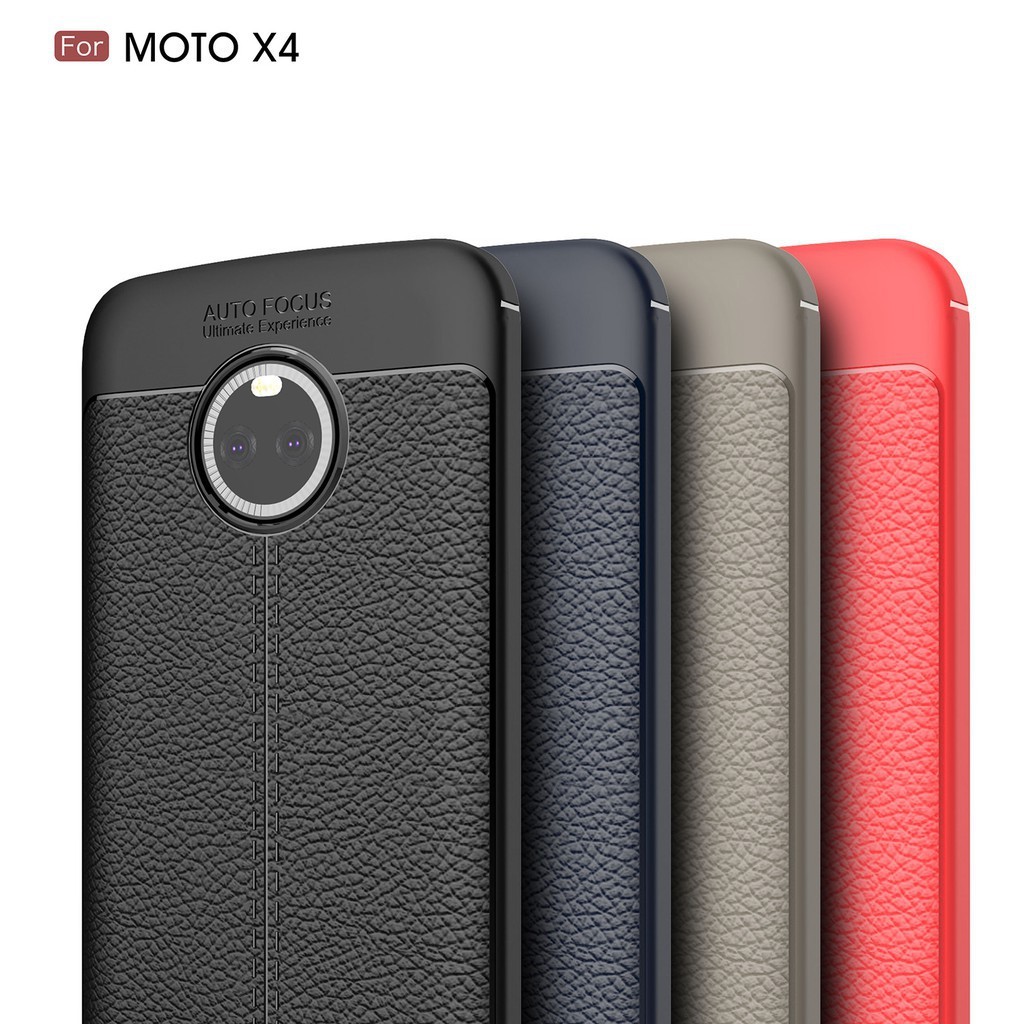 Ốp lưng TPU mềm họa tiết giả da màu trơn cho Motorola Moto X4