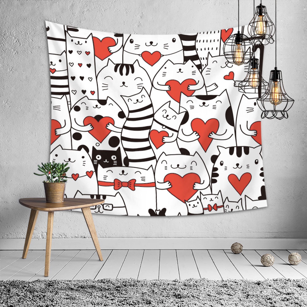 (Xả hàng) Vải treo tường hình con vật, hồng hạc, mèo cute trang trí decor phòng xinh TẶNG ĐINH TREO