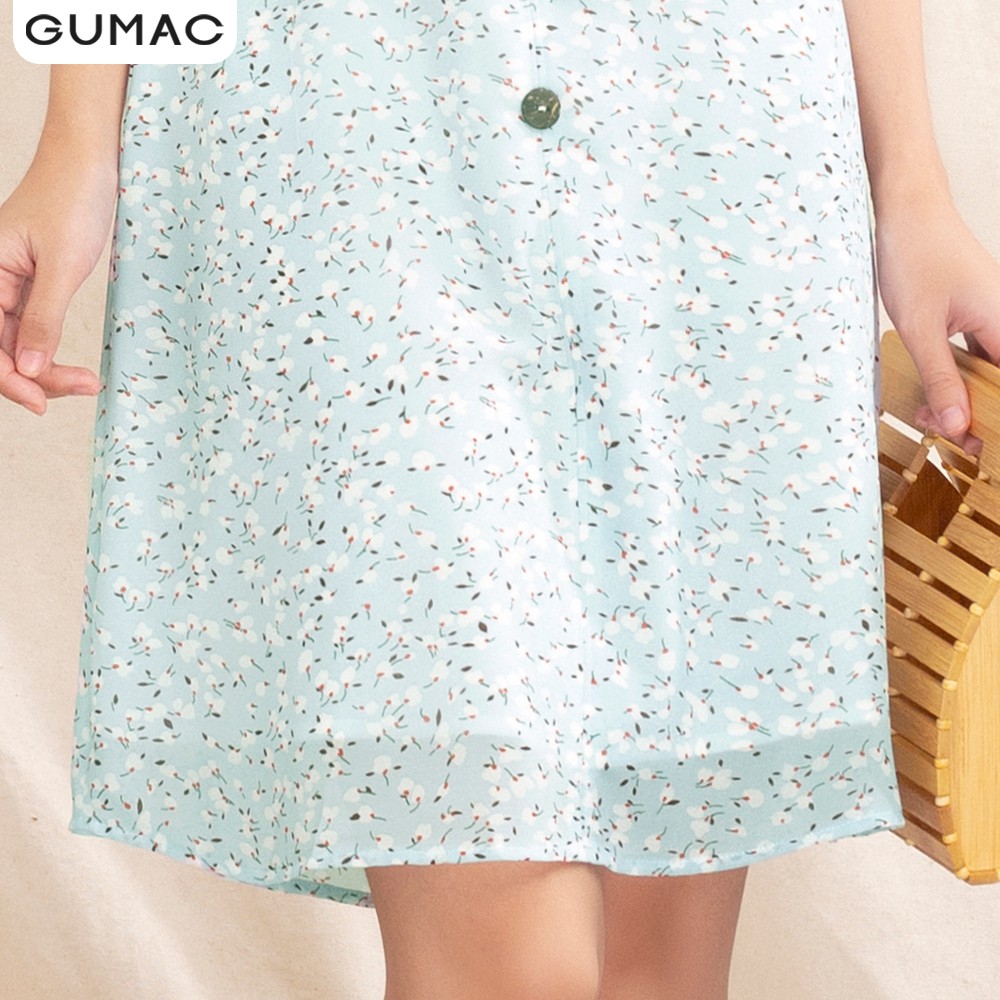 [Mã MABR07062 giảm 8% tối đa 50K đơn từ 249K] Đầm xòe hoa nhí cổ V nút gỗ GUMAC DA1096 | BigBuy360 - bigbuy360.vn