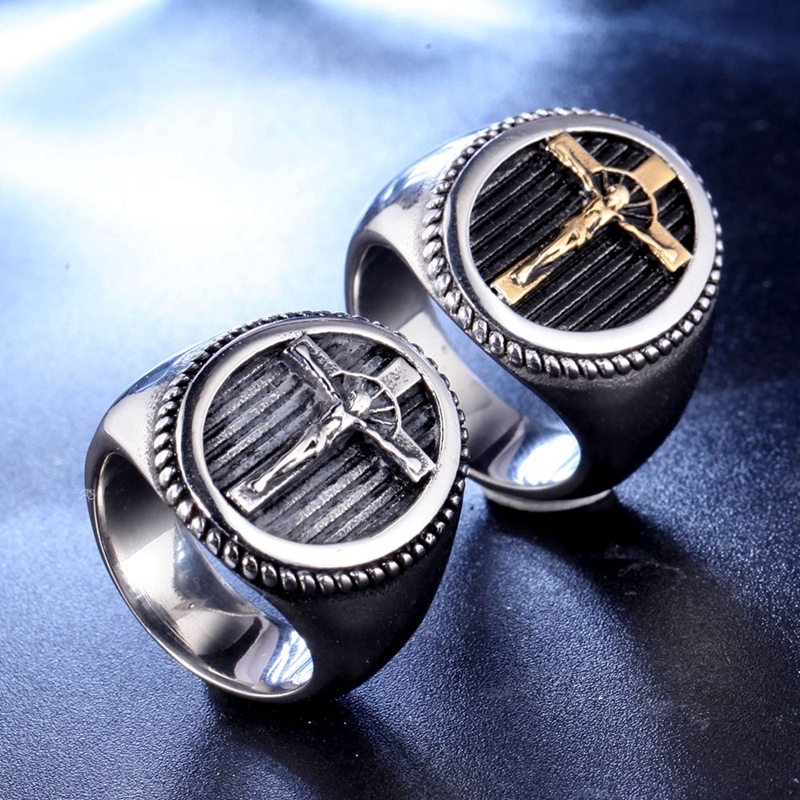 Nhẫn Thiết Kế Hình Thánh Giá Phong Cách Vintage Dành Cho Nam