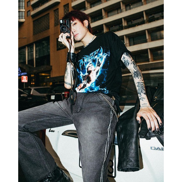 Quần Jean Denim BOBUI ống loe màu đen/xanh chuẩn REAL full tag túi