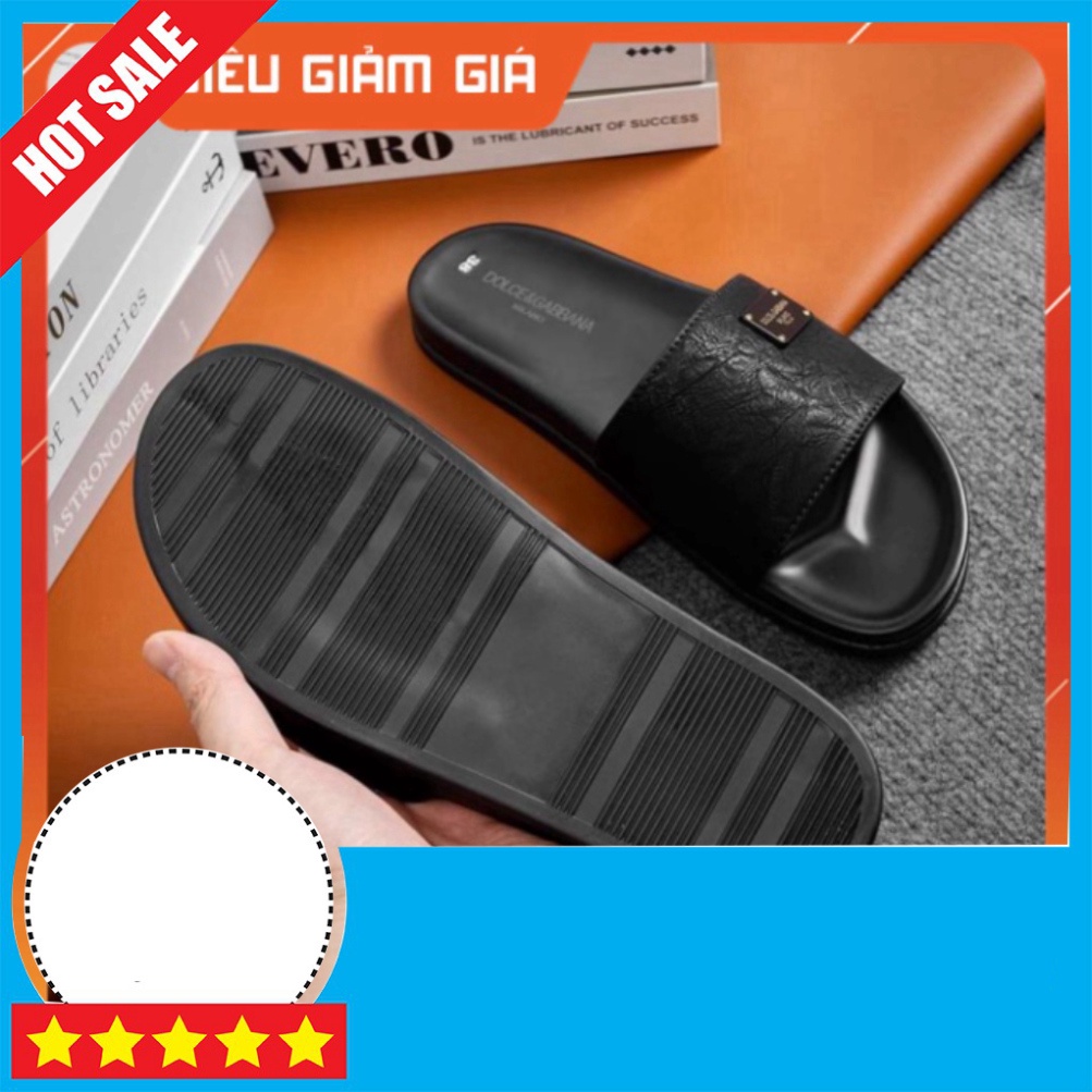 Dép nam quai ngang Dolce & Gabbana Siêu Bền Đẹp Thời Trang, Logo Kim Loại Sang Trọng  TrungPii