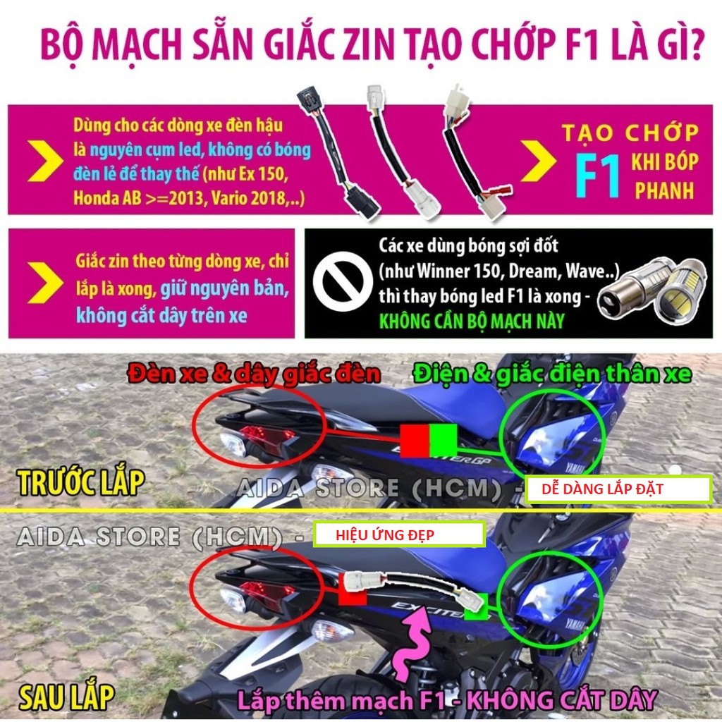 CÁP STOP F1 Winner X . EX 150- mạch Stop chớp F1 winner X, cáp đèn hậu chớp - winX