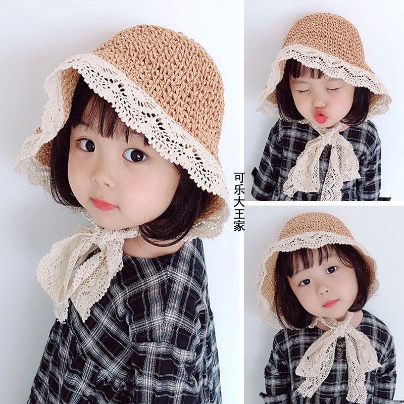 Mũ Cói Chống Nắng Màu Sắc Thời Trang Phong Cách Hàn Quốc Cho Bé Gái