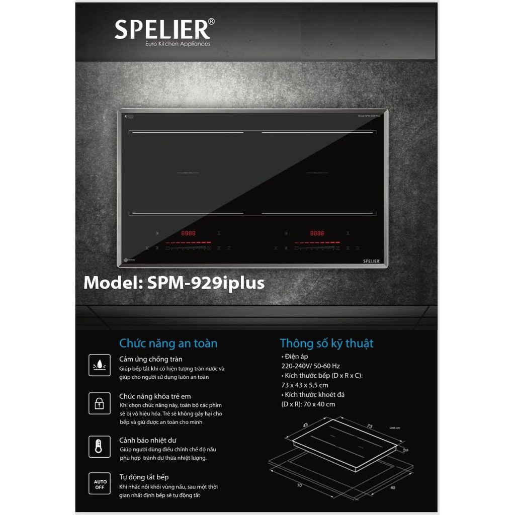 Bếp từ Spelier mẫu mới nhất SPM 929I Plus ✅TẶNG BỘ NỒI ✅Công nghệ siêu tiết kiệm, Nhập khẩu nguyên chiếc MALAYSIA