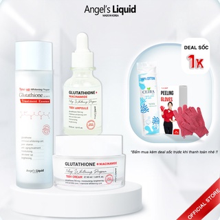 Bộ 3 sản phẩm Nước thần, Huyết thanh, Kem dưỡng mờ nám, dưỡng trắng Angel Liquid Glutathione Plus Niacinamide