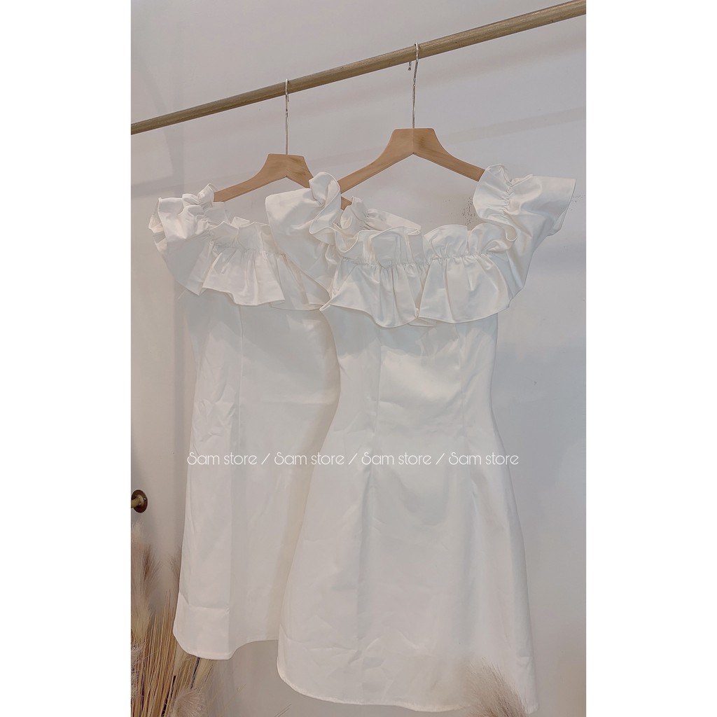 Đầm-váy bèo vai trắng