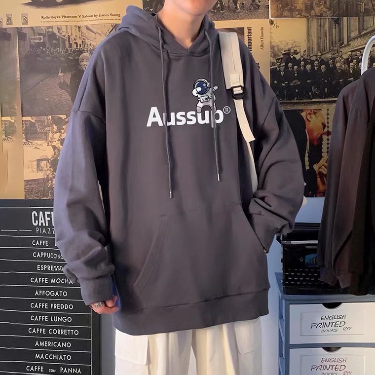 Áo hoodie dáng rộng in chữ phong cách Hàn Quốc thời trang cho nam và nữ size M-5XL