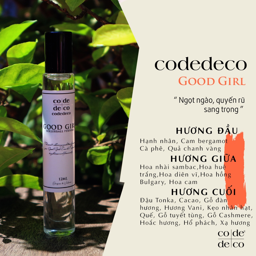 Tinh Dầu Nước Hoa Code Deco Good Girl Cá Tính, Ngọt Ngào, Gợi Cảm 12ml - Chai Dạng Lăn