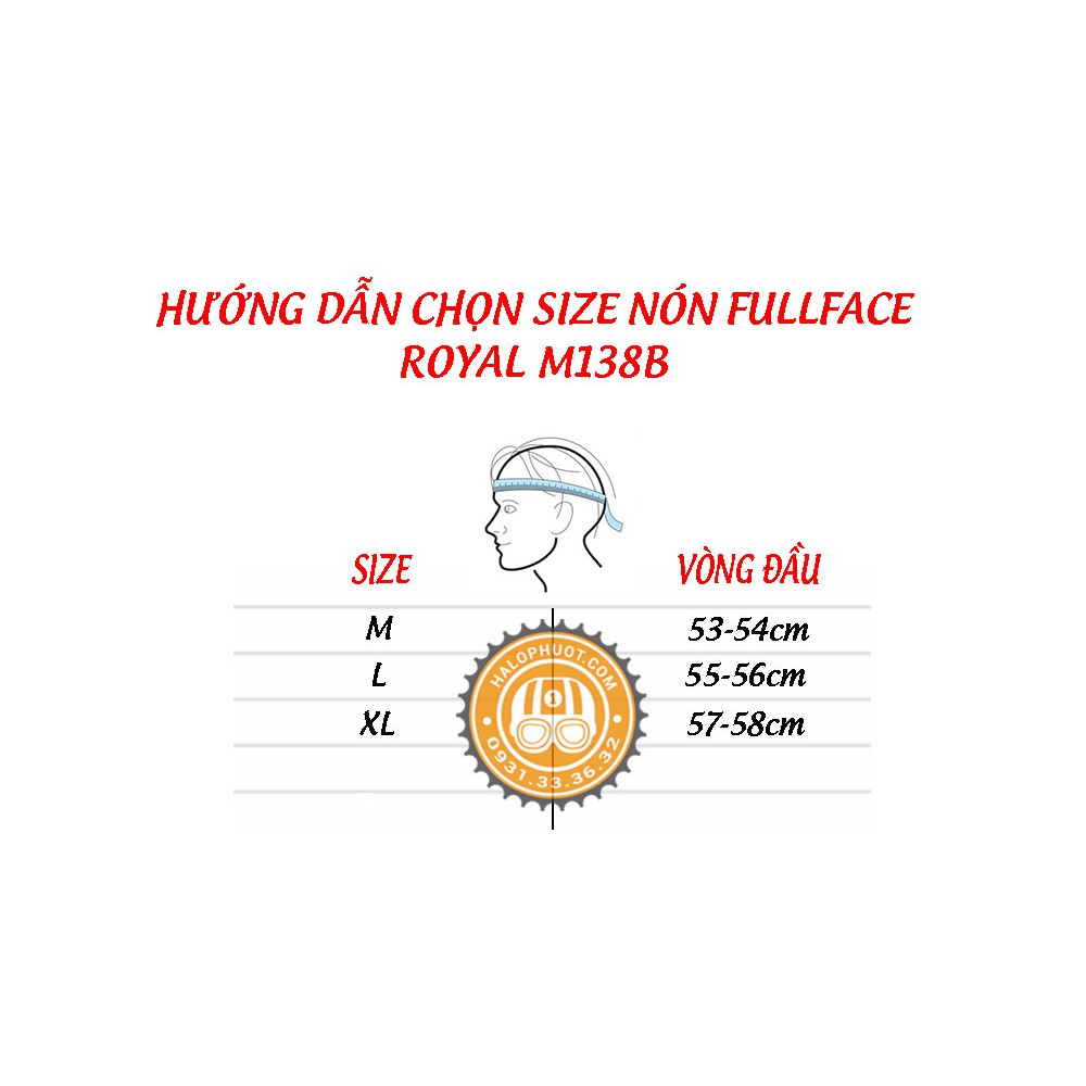 Nón bảo hiểm Fullface Royal M138B chính hãng (tặng balo rút) (BH trọn đời)