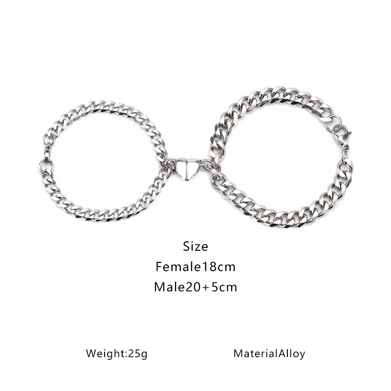 Set 2 Vòng Tay Chuỗi Hạt Đá Từ Tính Hình Trái Tim Cho Cặp Đôi